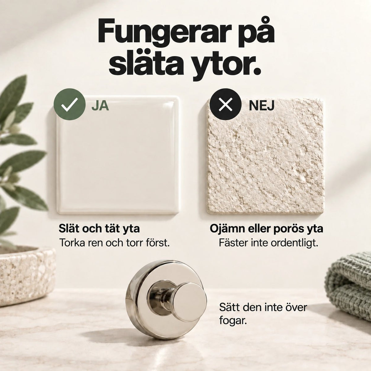 Fungerar på släta ytor